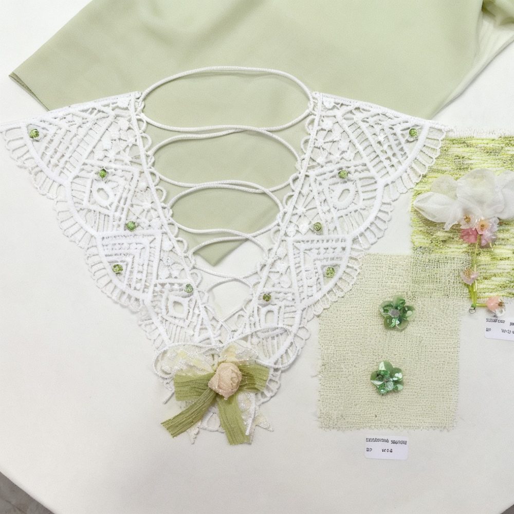 Elegant Lace Neckline Panel for Apparel and Bridal Decoration