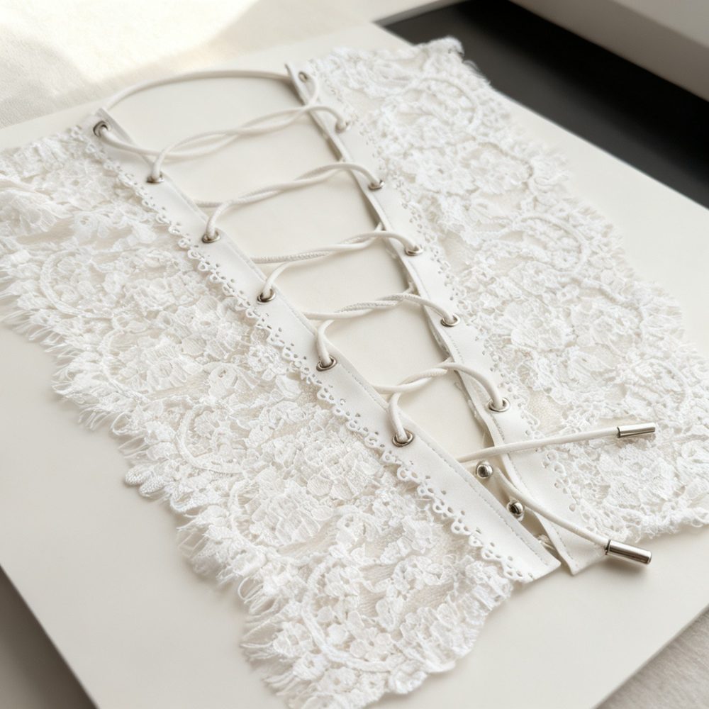 Neckline Lace Applique Panel for Bridal Gowns and Garment Trims
