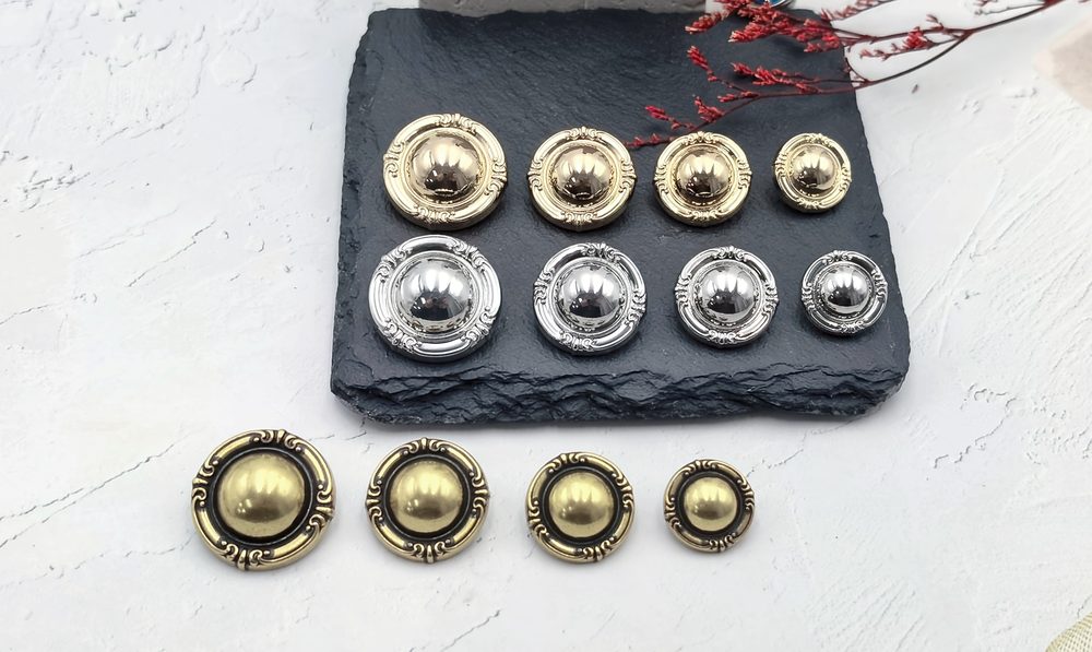 Metal Mushroom Sew-On Buttons in Multiple Sizes for Coats and Knitwear
