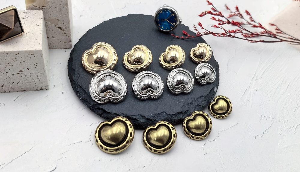 Metal Mushroom Sew-On Buttons in Multiple Sizes