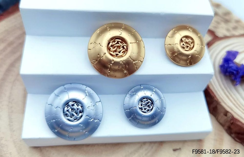 Metal Decorative Sew-on Buttons F9581 & F9582 in Two Sizes for Coats Blazers Knitwear