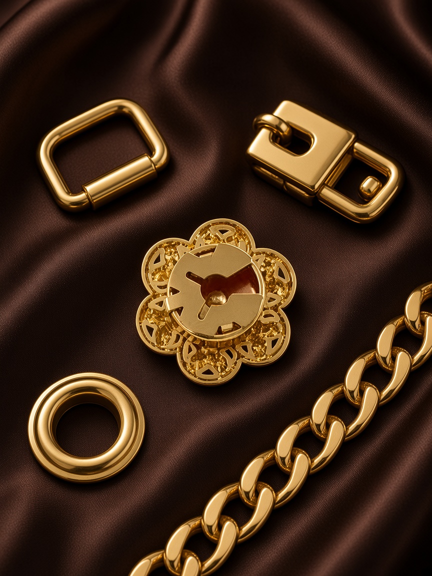 Gold garment hardware