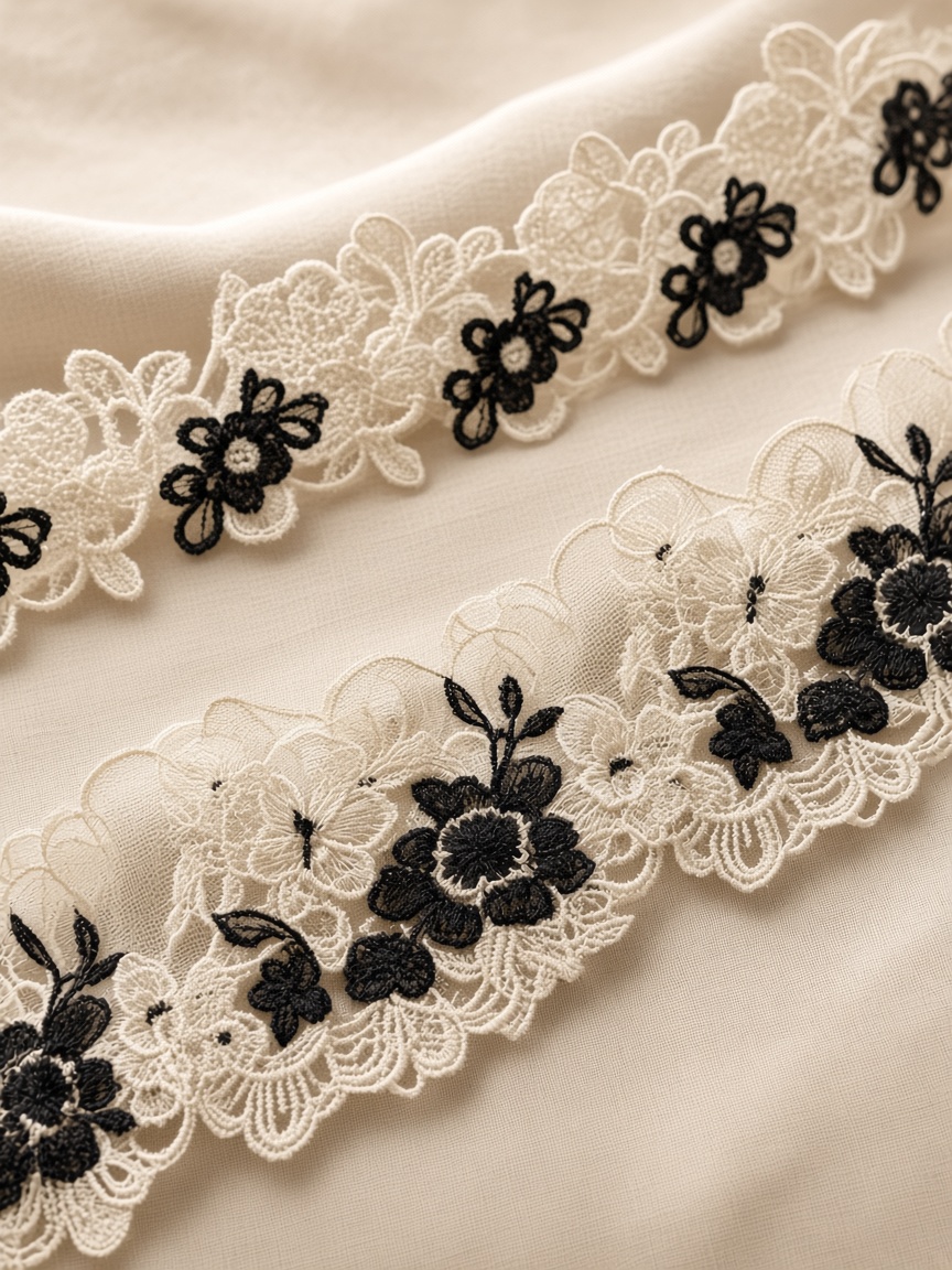 Floral eyelash lace trim