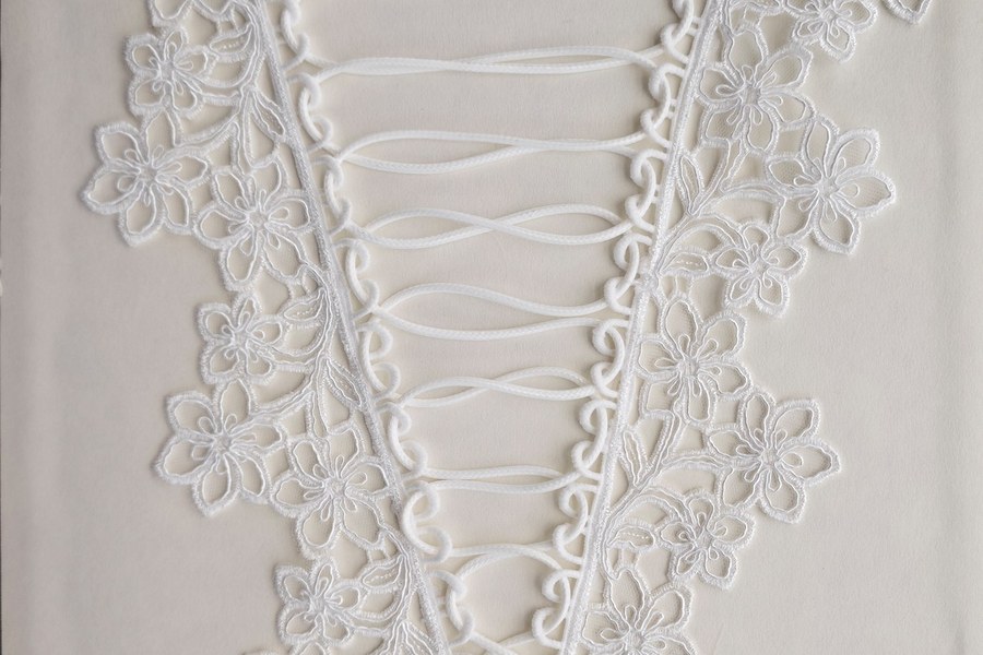 Lace corset panel on the table