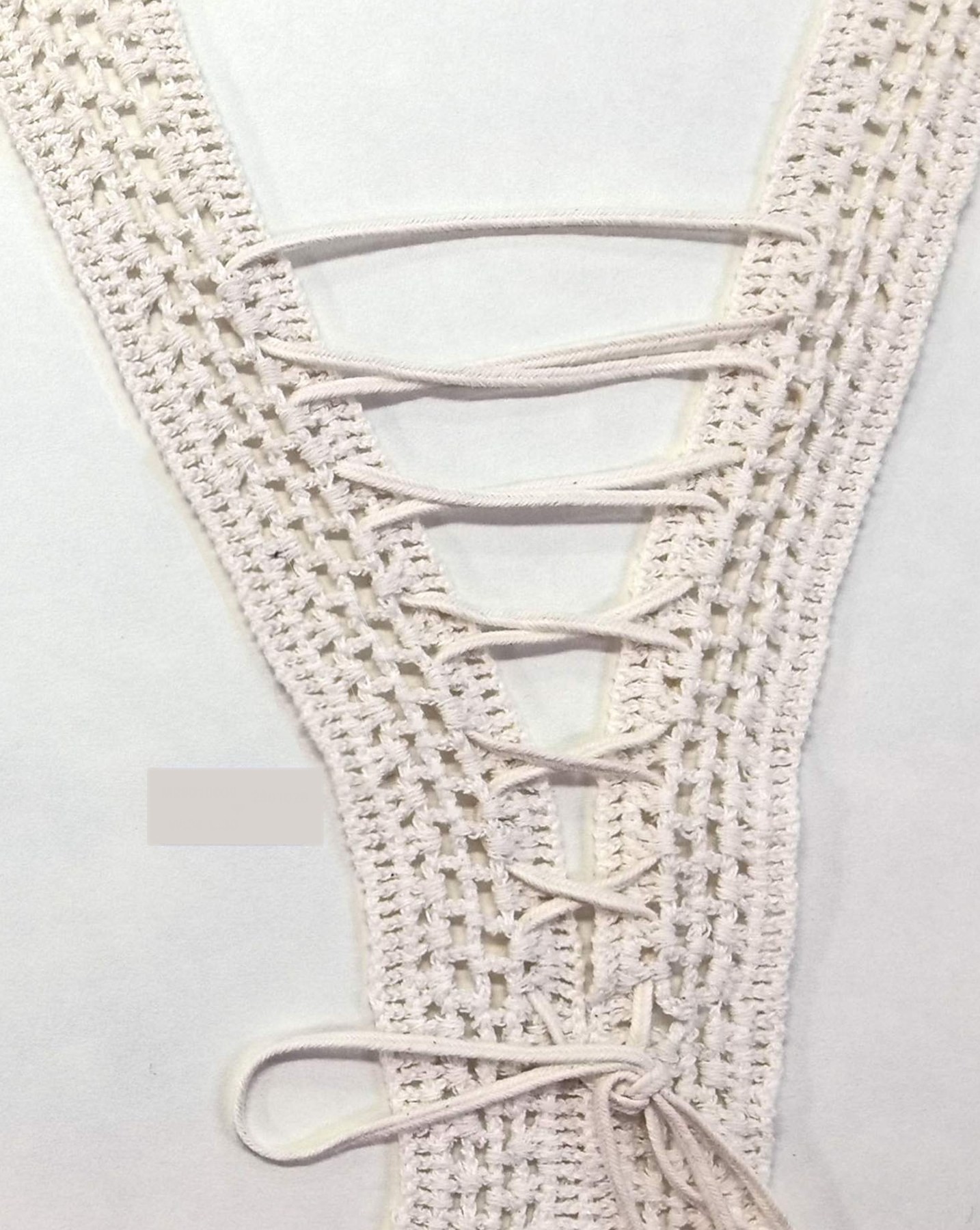 Ivory Crochet Lace-up Neckline Panel