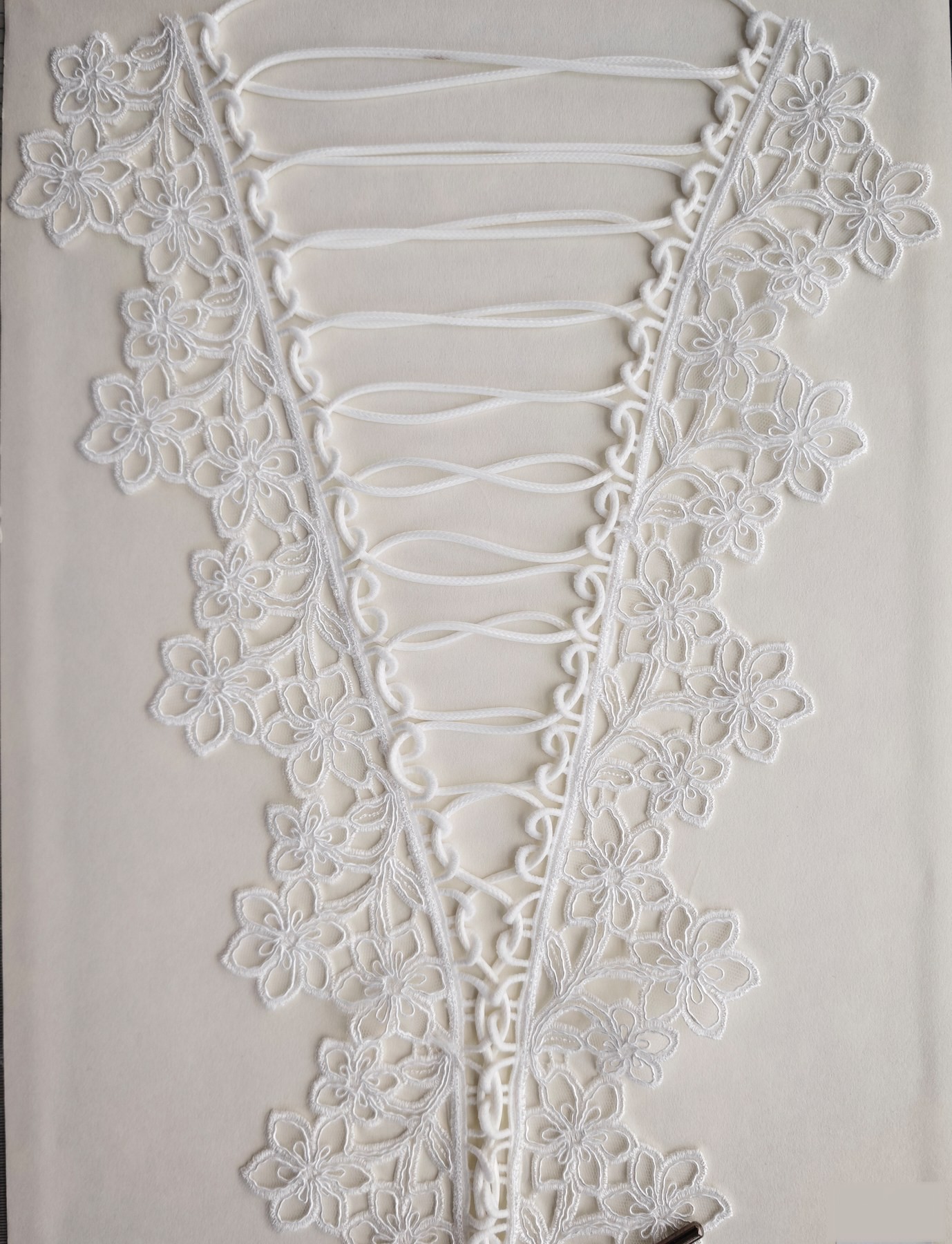 Ivory Floral Lace-up Corset Panel