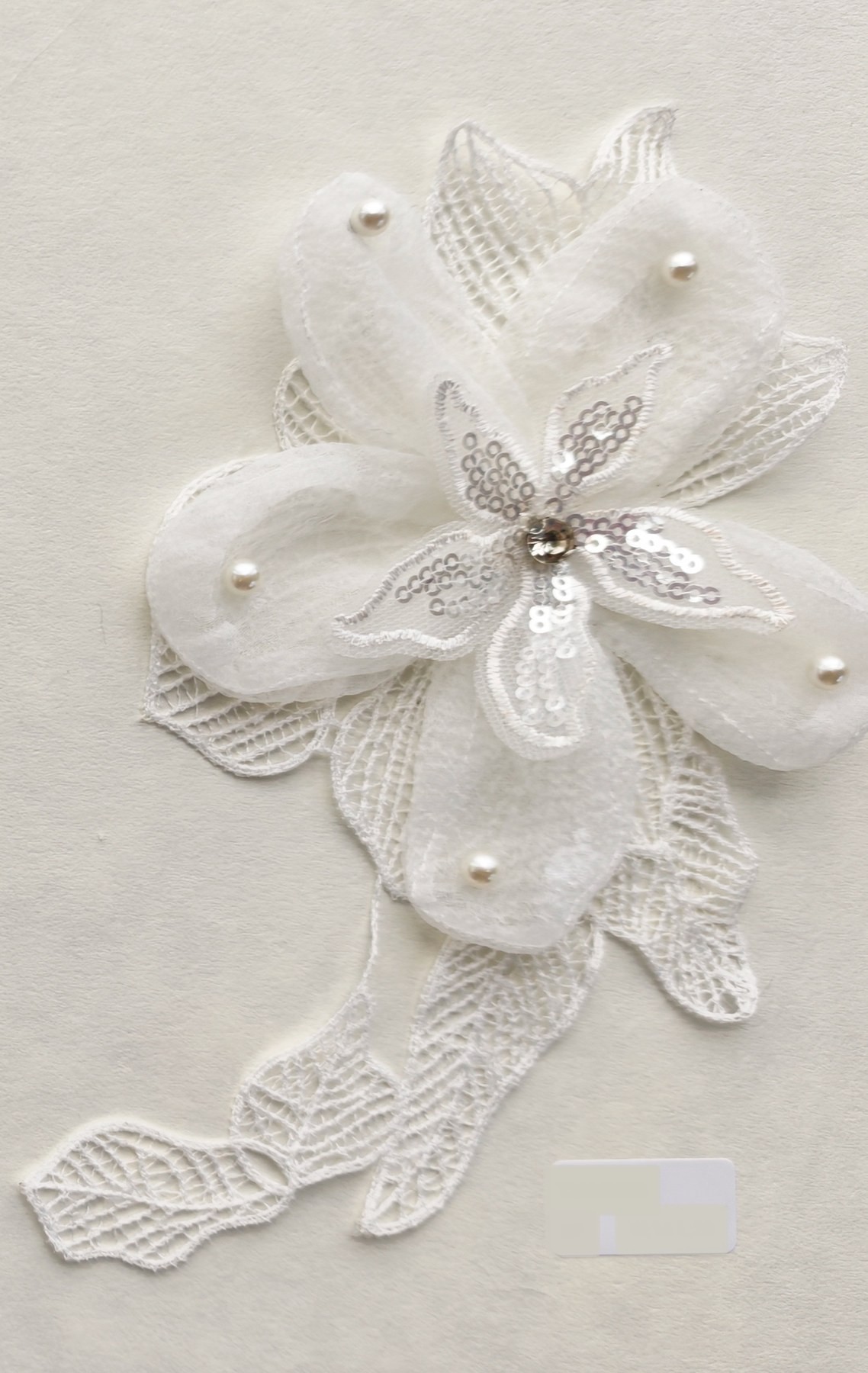 Ivory Organza Pearl Flower