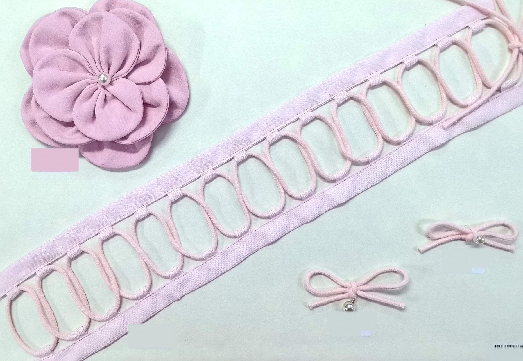 Pink Fabric Rose and Lace-up Tape