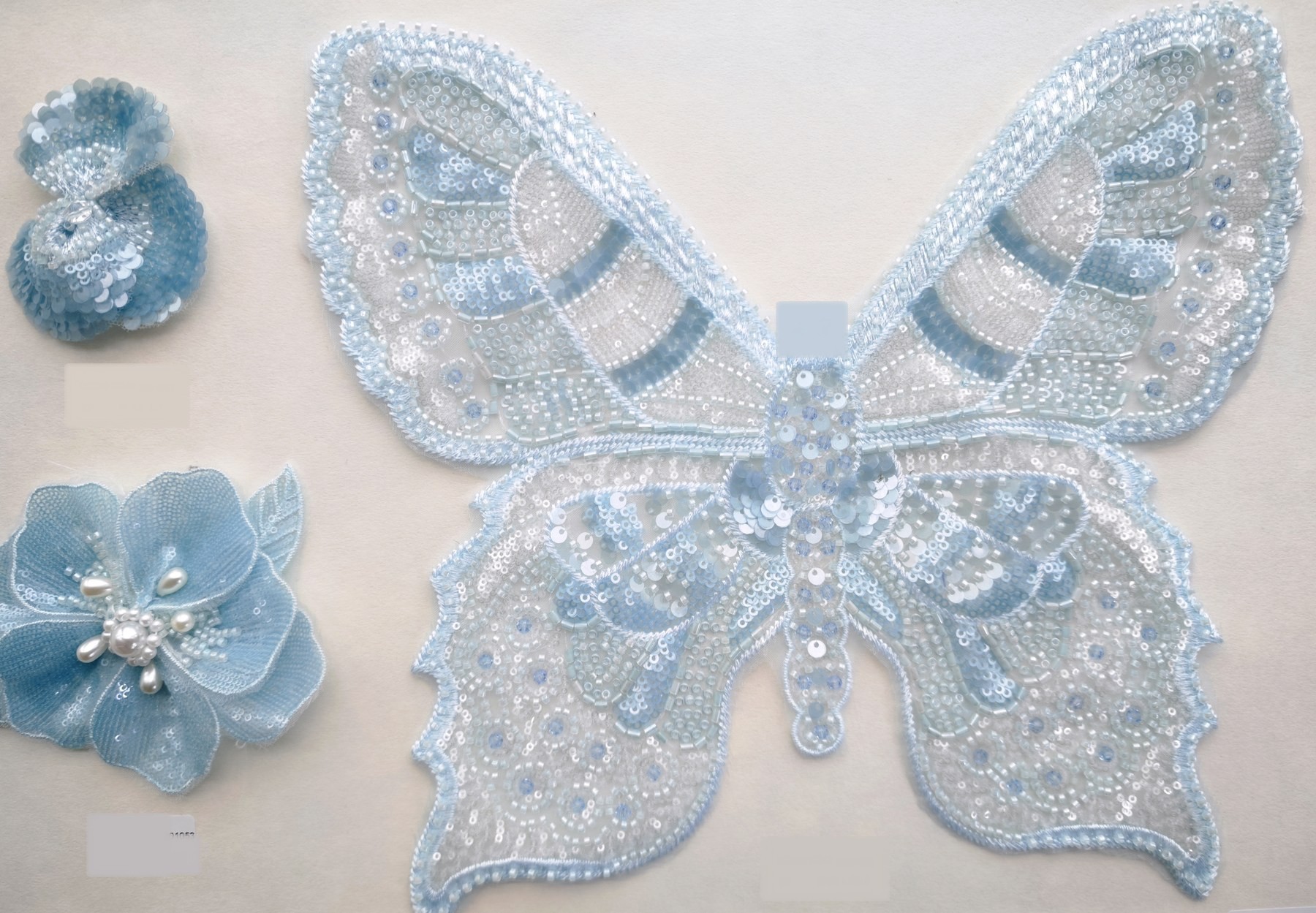 Sky Blue Sequin Butterfly Applique