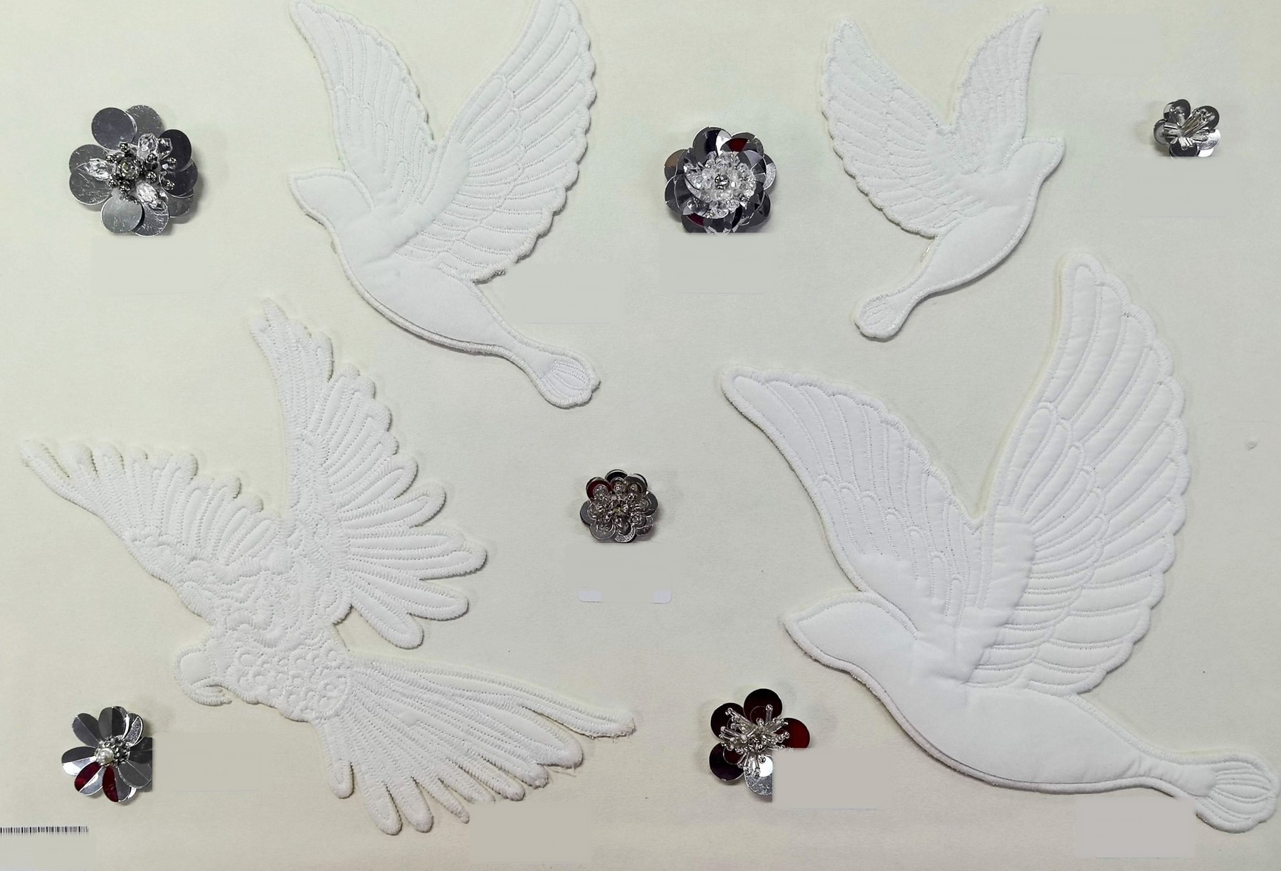 White Dove Embroidery Patches