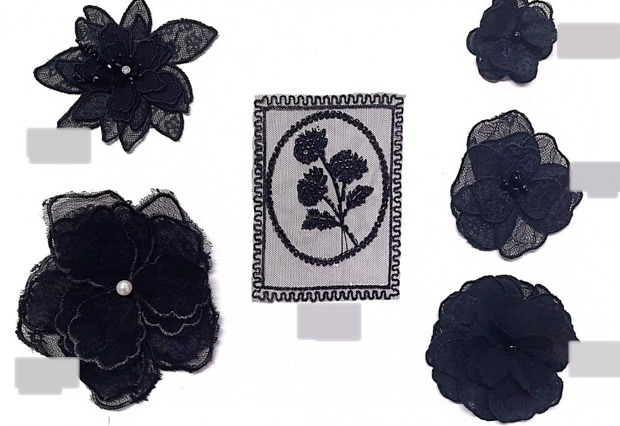 Organza flower appliqués