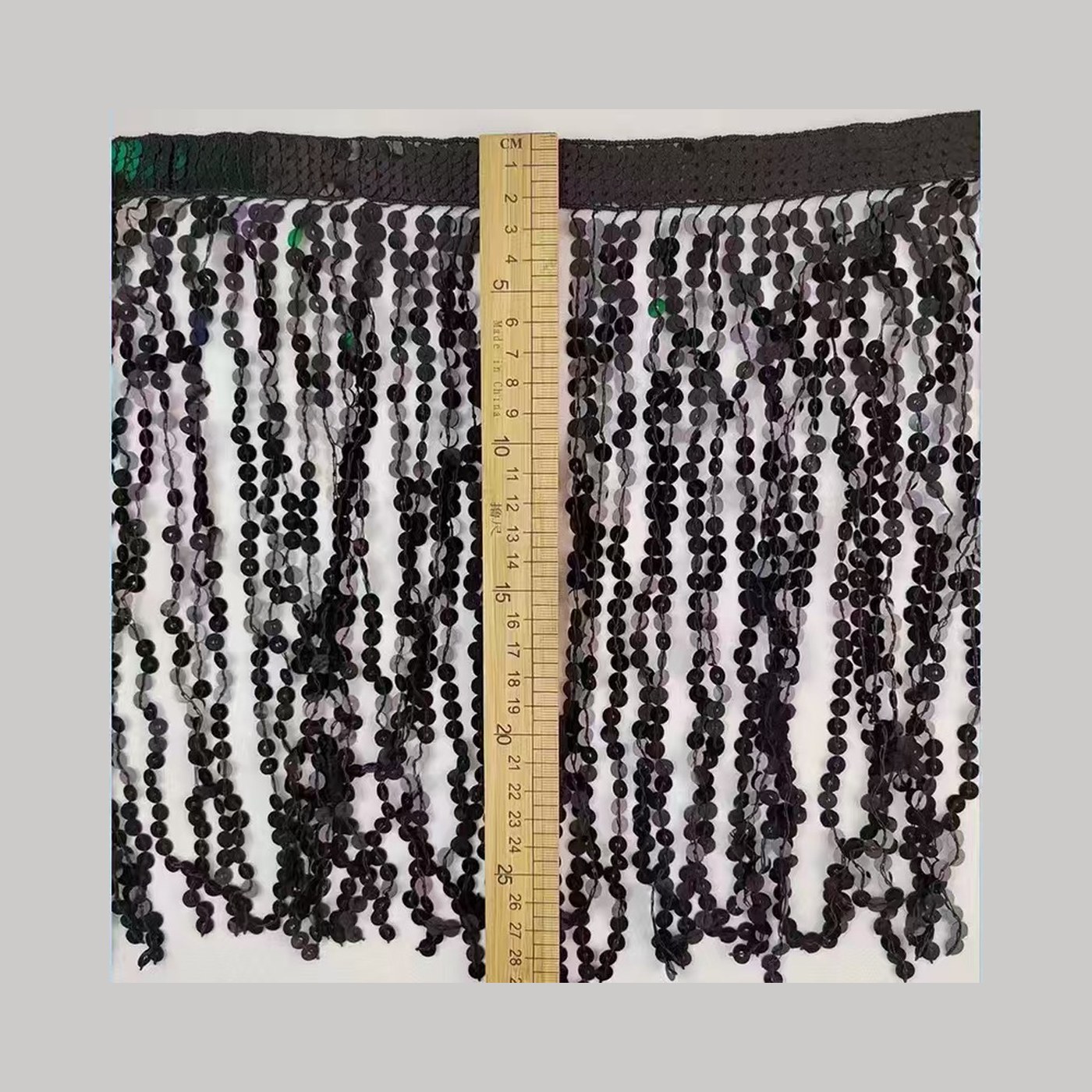 Black and white beaded fringe